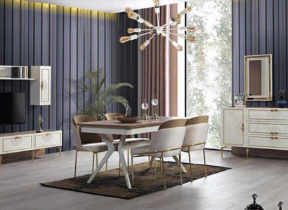 Esszimmer Garnitur Esstisch 4x Stuhl Kommode Gruppe Tisch 8tlg. Set